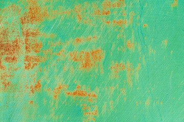 Rusted green painted metal steel background
