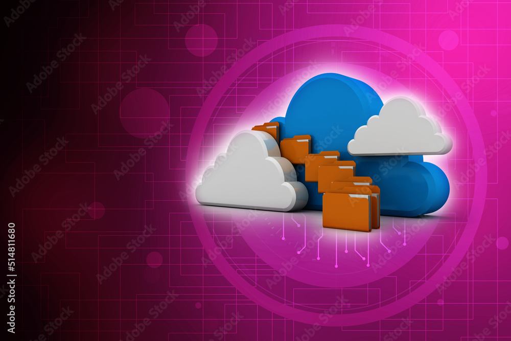 Poster 3d rendering cloud  folder network
 