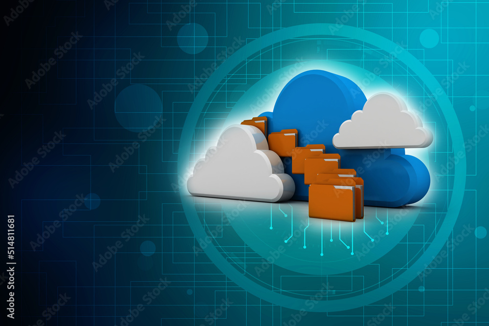 Poster 3d rendering cloud  folder network
 