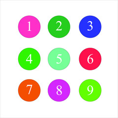 set of colorful buttons with numbers