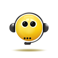 Icons for call center. Smiling service. Emotional faces with headphones as call center service. Objects on a white background. vector illustration