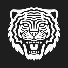 Angry tiger head. Retro mascot logo.