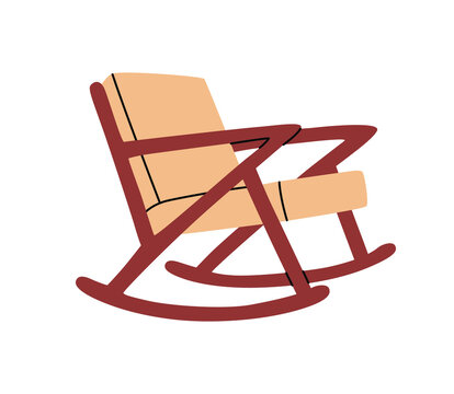 Rocking chair vector hand drawn illustration. Colored furniture for living room. Comfortable home wooden chair. Isolated flat object on white background
