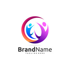 circle happy people logo icon, people logo, group people logo, people community logo