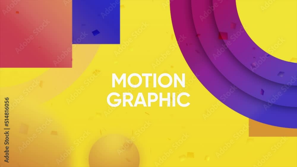 Poster colorful shapes on background for insertion. motion. stylish animation with moving figures on colore