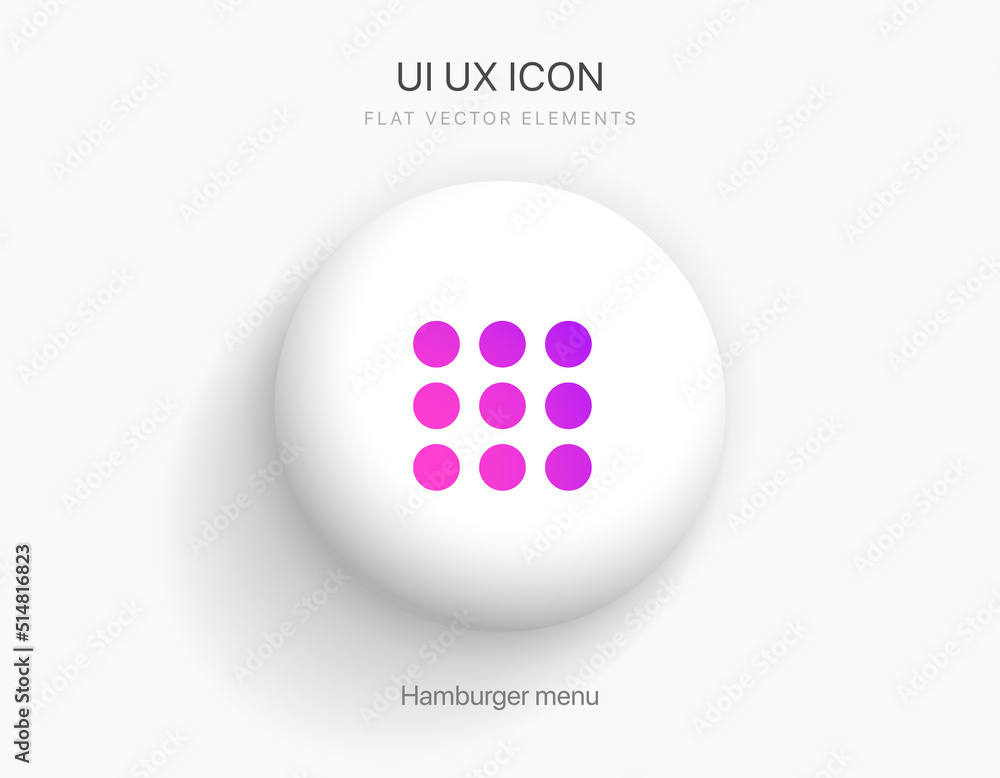 Poster website navigation hamburger menu icon. flat website menu icon with rounded and sharp edges. mobile 