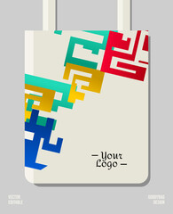 Creative geometry packaging print design, applied for pattern craft like tote bag and shopping bags, home industry eco bag production.