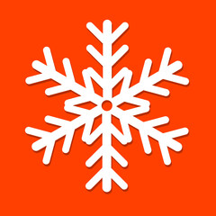 Snowflake icon isolated on a orange background