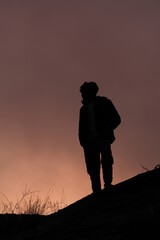 Silhouette of a model from the hill station on evening time