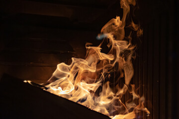 fire in fireplace