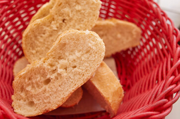 Bread slices in a basket