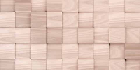 Wooden blocks background from random shifted wood cubes flat lay top view from above
