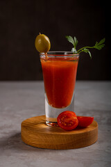 Alcoholic drink Bloody Mary. Close-up.