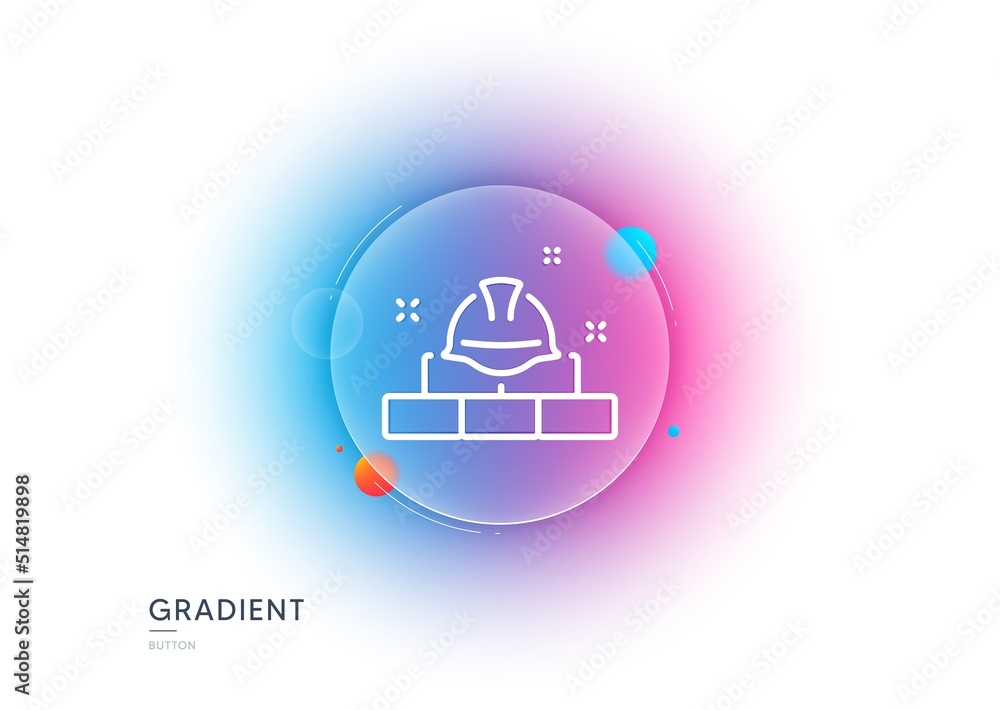 Aufkleber construction builder line icon. gradient blur button with glassmorphism. engineer or architect helme
