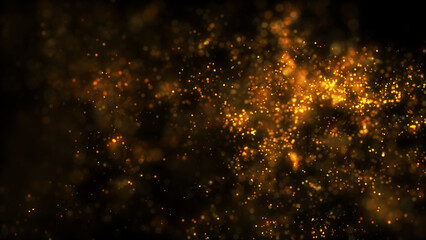 金のパーティクル。キラキラ3DCG背景。