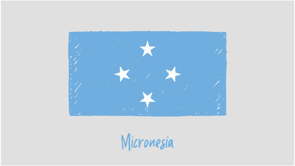 Obraz na płótnie Canvas Micronesia Flag Marker or Pencil Sketch Illustration Vector