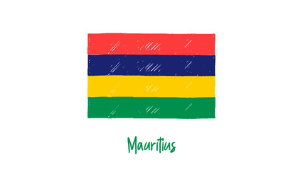 Mauritius Flag Marker or Pencil Sketch Illustration Vector
