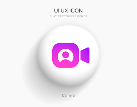 Video talk and video chat icon. Video icon. Camera icon. Player symbol. Live stream icon for UI UX, mobile app, presentation with soft UI, neumorphism technical.
