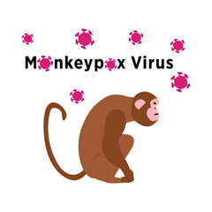 Smallpox monkeys. Vector illustration of the new virus of 2022 - monkeypox. Smallpox transmitted from apes to humans.