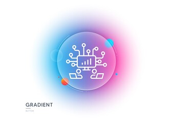 Teamwork line icon. Gradient blur button with glassmorphism. Remote office sign. Team employees symbol. Transparent glass design. Teamwork line icon. Vector