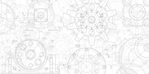Engineering industrial background.Technical drawing .Technology banner.Vector illustration . - obrazy, fototapety, plakaty
