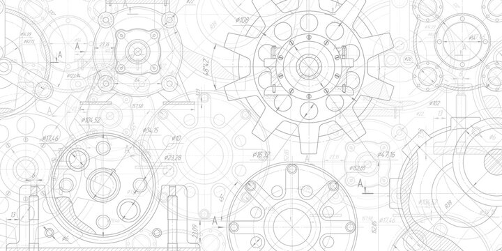 Engineering industrial background.Technical drawing .Technology banner.Vector illustration .