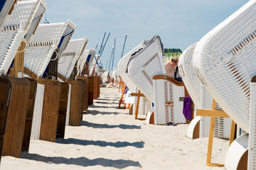 beach chairs on a summer day at the baltic sea