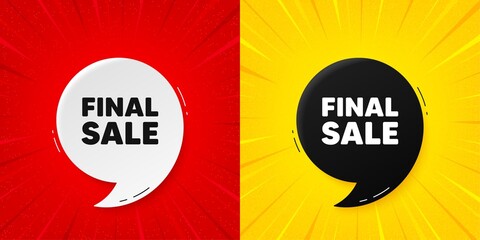 Final Sale tag. Flash offer banner with quote. Special offer price sign. Advertising Discounts symbol. Starburst beam banner. Final sale speech bubble. Vector