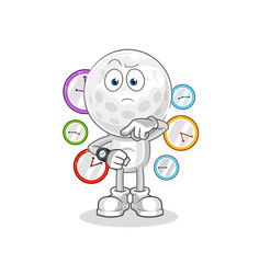 golf head with wristwatch cartoon. cartoon mascot vector