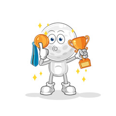 golf head winner with trophie. cartoon character