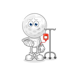 golf head sick in IV illustration. character vector