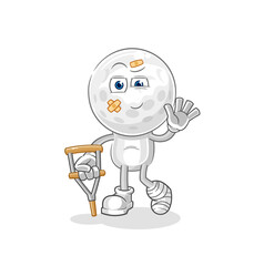 golf head sick with limping stick. cartoon mascot vector