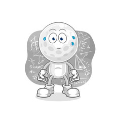 golf head thinking hard vector. cartoon character