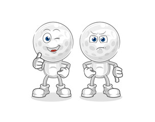 golf head thumbs up and thumbs down. cartoon mascot vector