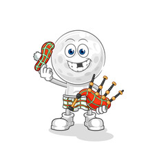 Obraz premium golf head scottish with bagpipes vector. cartoon character