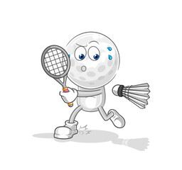 golf head playing badminton illustration. character vector