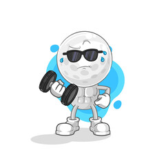 golf head lifting dumbbell vector. cartoon character