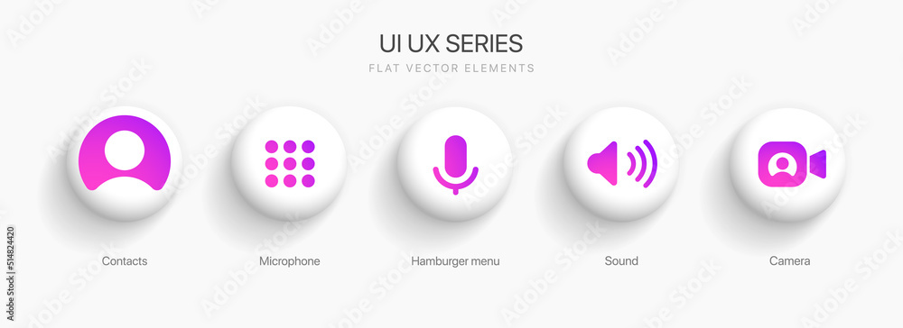 Fototapete Phone calling icon set. Streaming icon set. Video call buttons set. Collection of internet conversation buttons. A set of video communication elements. Stock vector EPS10.