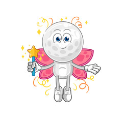 golf head fairy with wings and stick. cartoon mascot vector