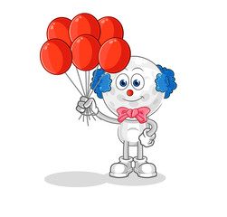 golf head clown with balloons vector. cartoon character