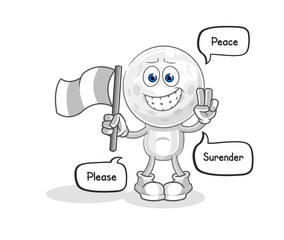golf head hold surrender flag mascot. cartoon vector