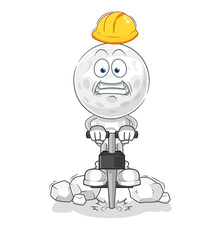 golf head lifting rock cartoon character vector