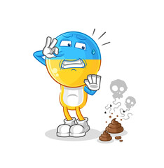 ukraine flag head with stinky waste illustration. character vector