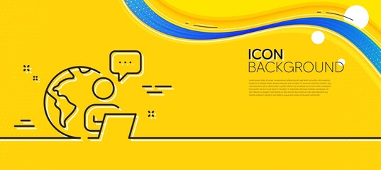 Outsource work line icon. Abstract yellow background. Freelance job sign. Remote employee symbol. Minimal outsource work line icon. Wave banner concept. Vector