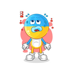 ukraine flag head low battery mascot. cartoon vector