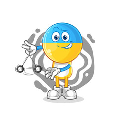 ukraine flag head hypnotizing cartoon. cartoon mascot vector