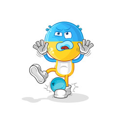 ukraine flag head hiten by bowling cartoon. cartoon mascot vector