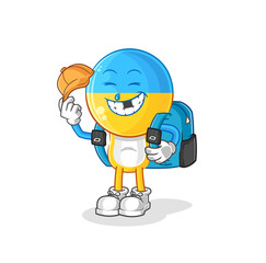ukraine flag head goes to school vector. cartoon character