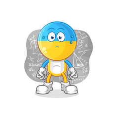 ukraine flag head thinking hard vector. cartoon character