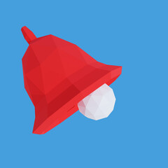 Notification bell low poly icon concept. Stylized 3d illustration.